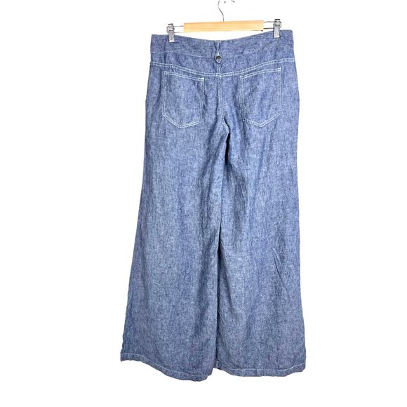 Arden B Y2K low rise wide flare Linen Pants light blue size 6 - Picture 4 of 7
